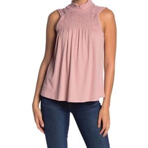 Pleione Textured Mock Neck Sleeveless Blouse Size Medium